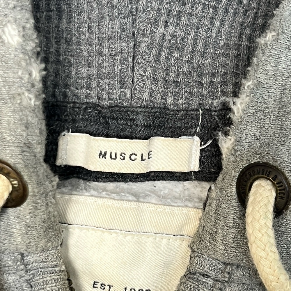 Vintage Abercrombie & Fitch Full Zip Hoodie Gray Logo Y2K Men's Medium Retro - Picture 4 of 11